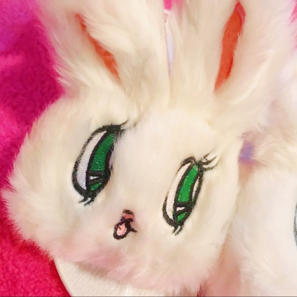 NWOT Rare Lazy Oaf Bunny Slippers Esther Loves You - Picture 8 of 8